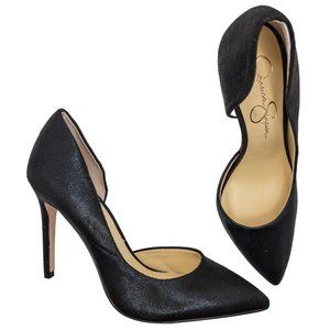 Jessica Simpson Womens Black Shimmer Paryn d'Orsay Pump Size 8